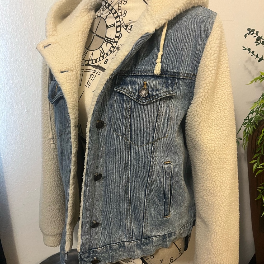 Denim/ fleece bomber jacket - Picture 5 of 12